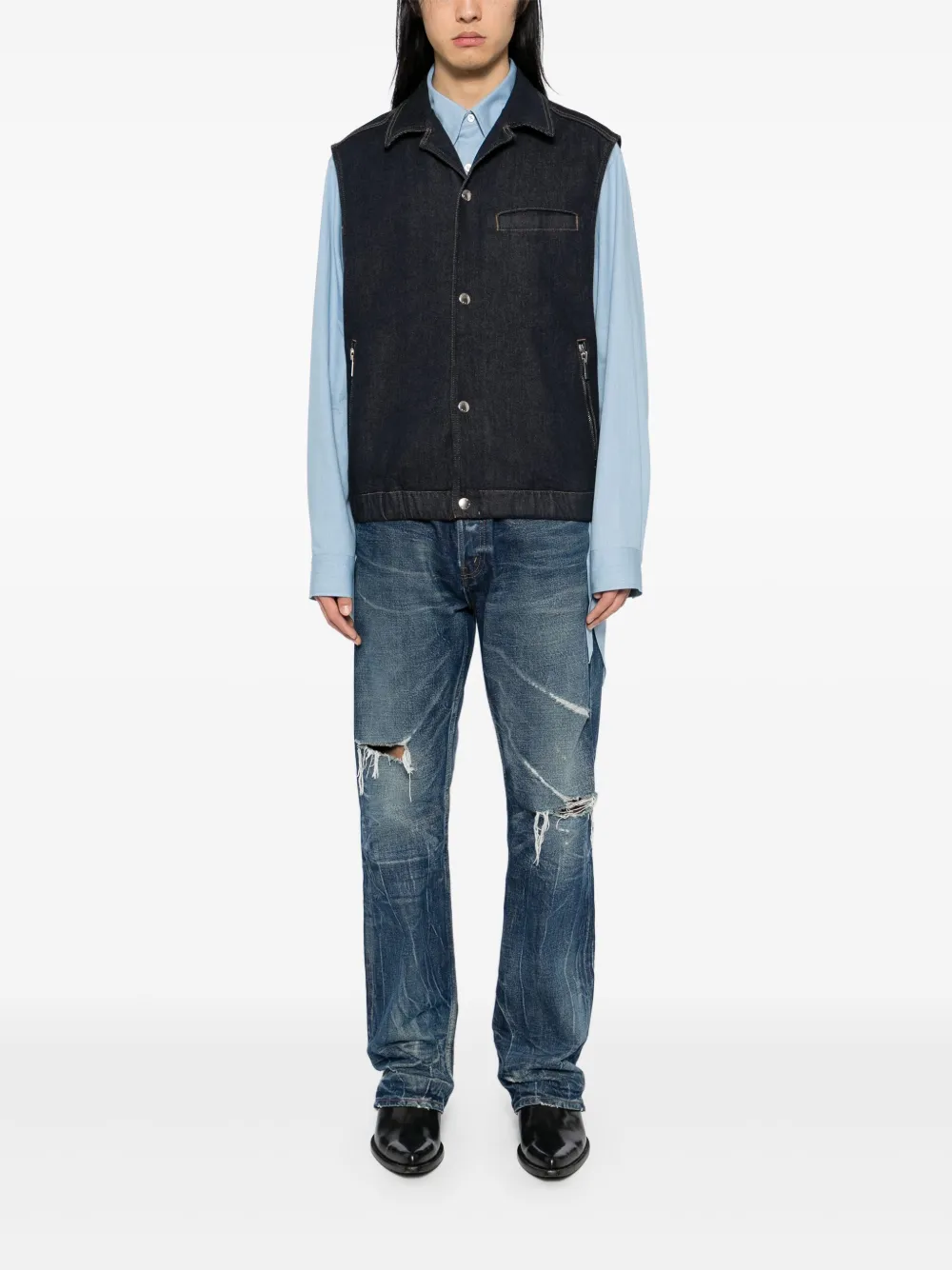 System Indigo denim gilet - Blauw