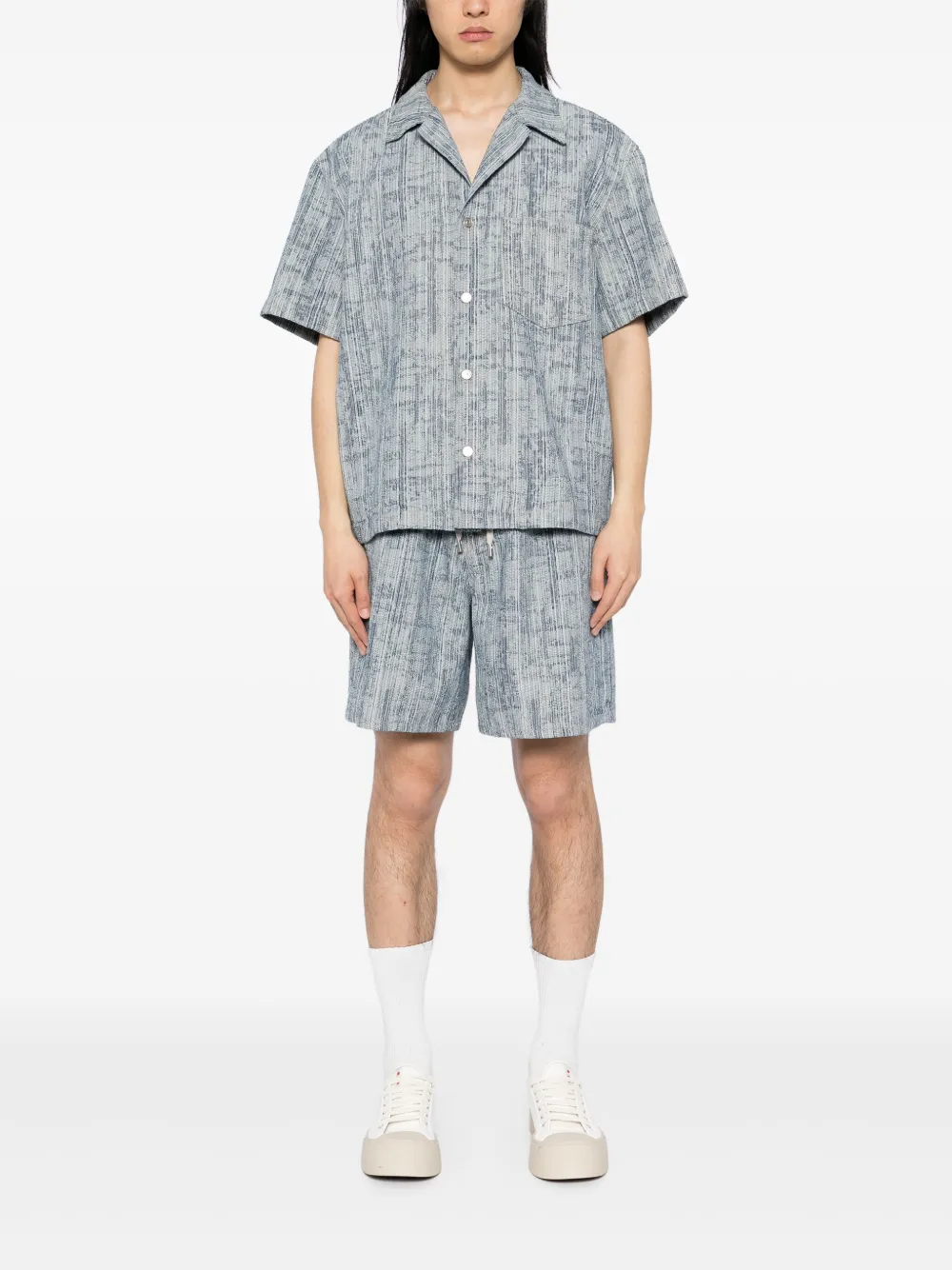 System Dacquard denim shorts - NY NAVY