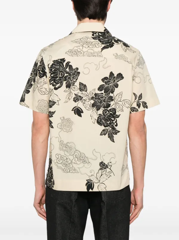 MONCLER フラワープリント 半袖シャツ Moncler floral-print Shirt | Neutrals | FARFETCH