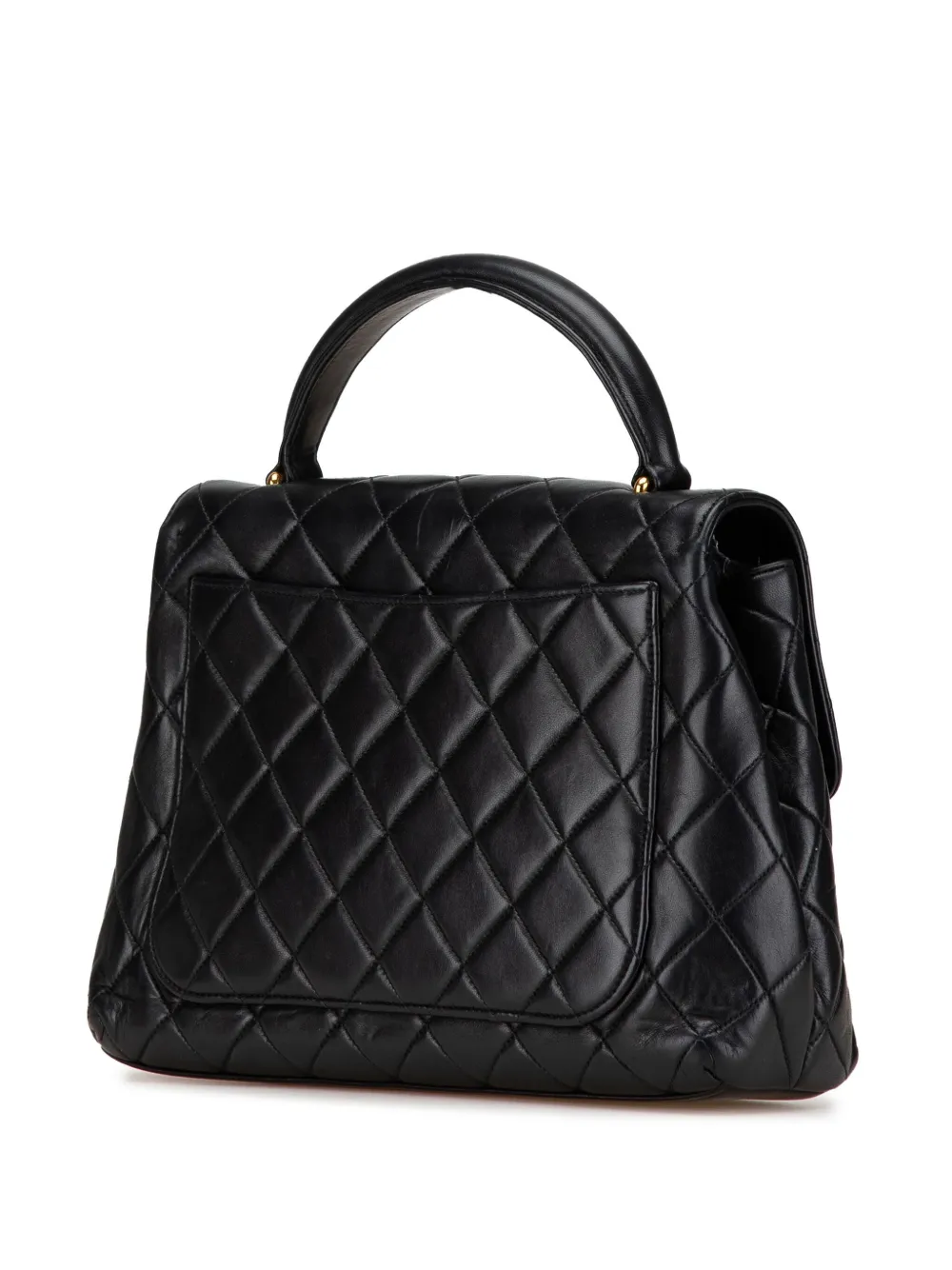 Pre-owned Chanel 1996-1997 Medium Lambskin Kelly Top Handle Bag Handbag In Black