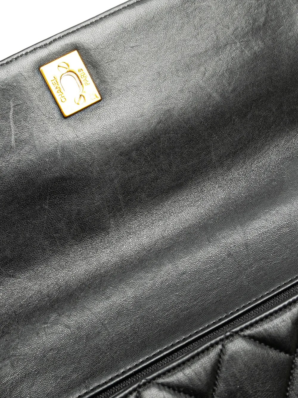 Pre-owned Chanel 1996-1997 Medium Lambskin Kelly Top Handle Bag Handbag In Black