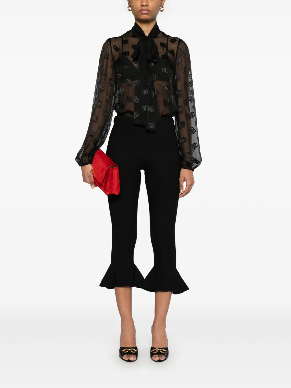 Dolce & Gabbana Blouse met logo jacquard - Zwart