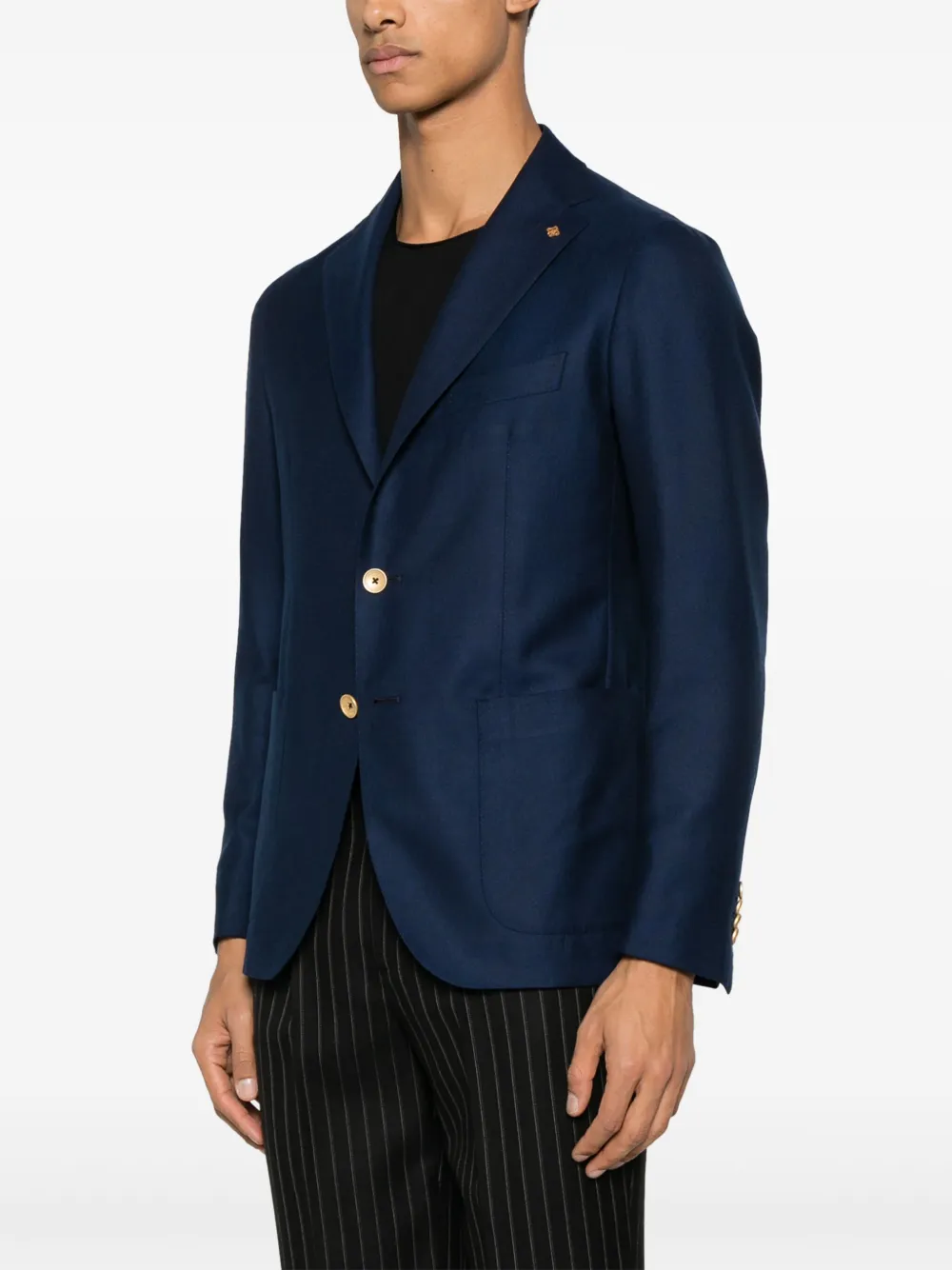 Shop Tagliatore Brooch-detail Blazer In Blue