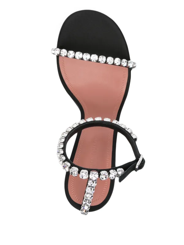 サンダル・ミュール AMINA MUADDI Black Satin Gigi Mules Amina Muaddi Gigi sandals for Women - Black in UAE | Level Shoes