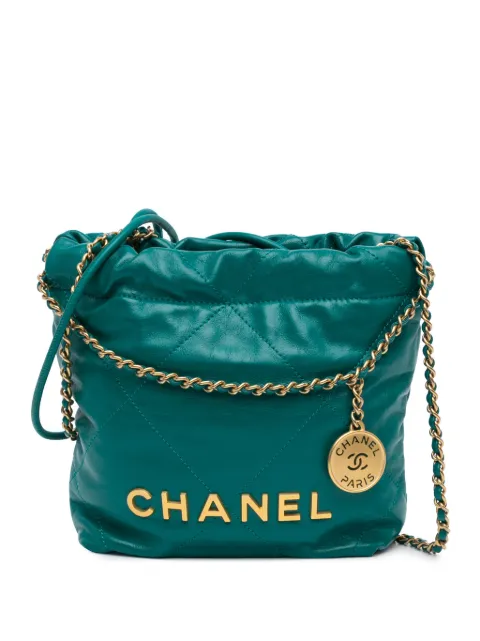 CHANEL Pre-Owned bolsa satchel Mini Shiny Calfskin 22 Handbag 2021-2024