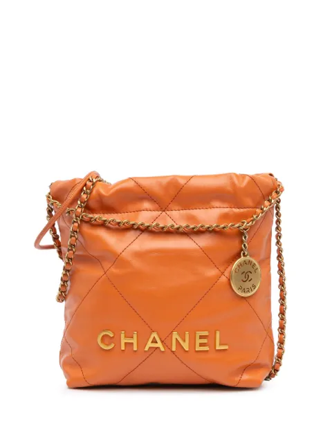 CHANEL Pre-Owned bolsa satchel Mini Shiny Calfskin 22 Handbag 2021-2024