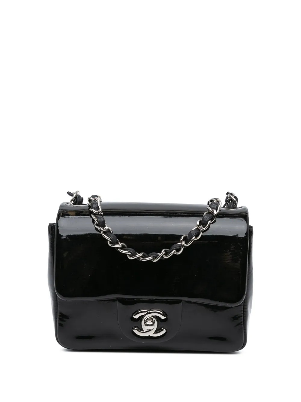 CHANEL Pre-Owned 2013-2014 Mini Square Patent Single Flap crossbody bag | Black | Image 1