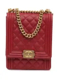 CHANEL Pre-Owned 2019 Quilted Caviar North South Boy Flap shoulder bag - Red