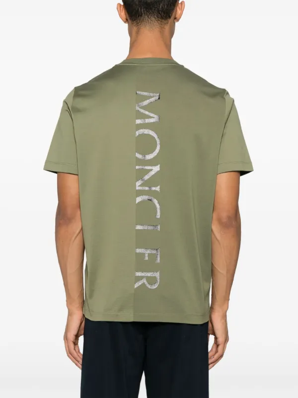 Moncler Camiseta De Algodão Com Logo Vertical | Verde | FARFETCH BR