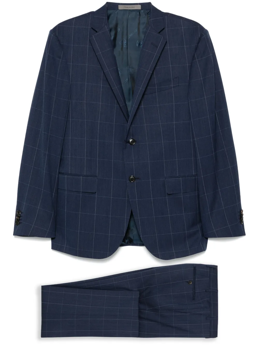 Corneliani windowpane-pattern suit | Blue | Image 1
