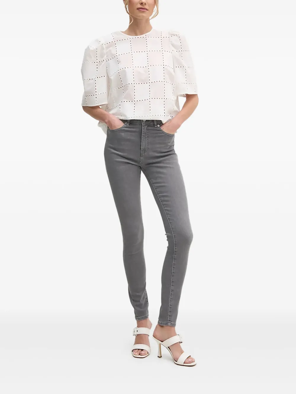 IVY OAK eyelet puff-sleeve top | White | Image 1