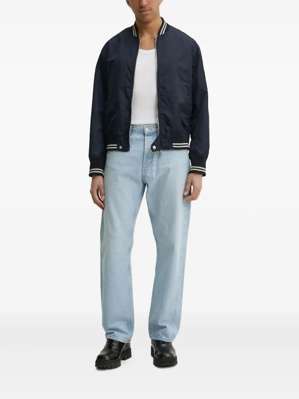 Iceberg Bomberjack met geribbelde afwerking Blauw