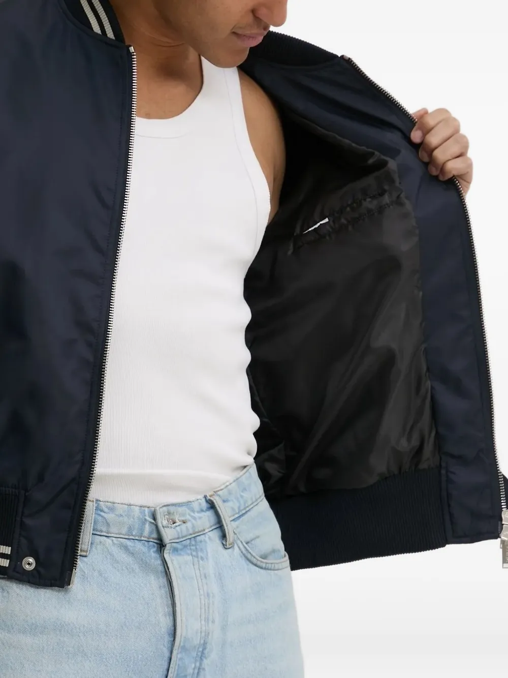 Iceberg Bomberjack met geribbelde afwerking Blauw
