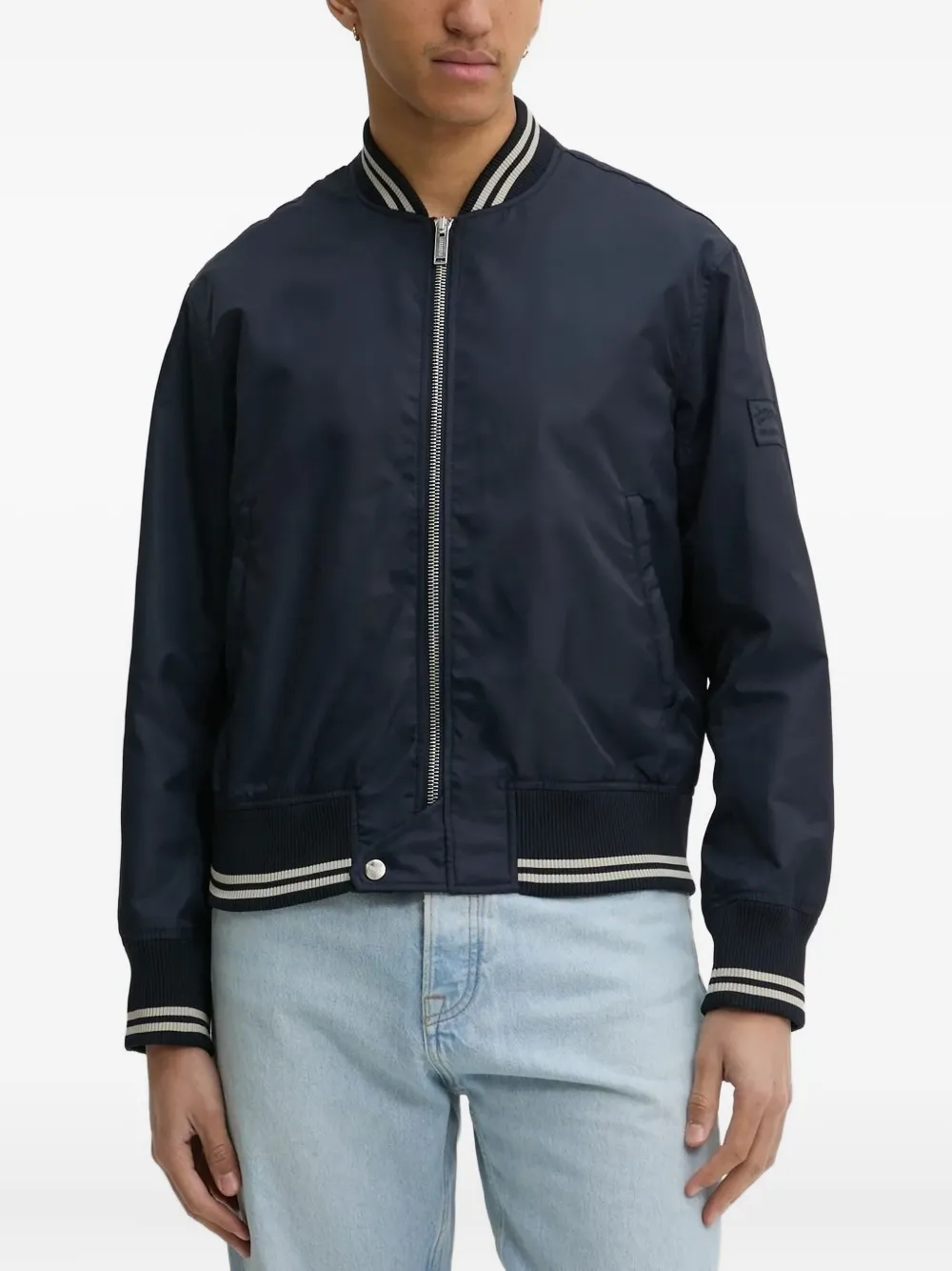 Iceberg Bomberjack met geribbelde afwerking Blauw