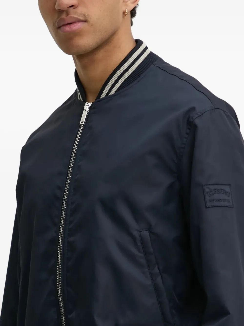Iceberg Bomberjack met geribbelde afwerking Blauw