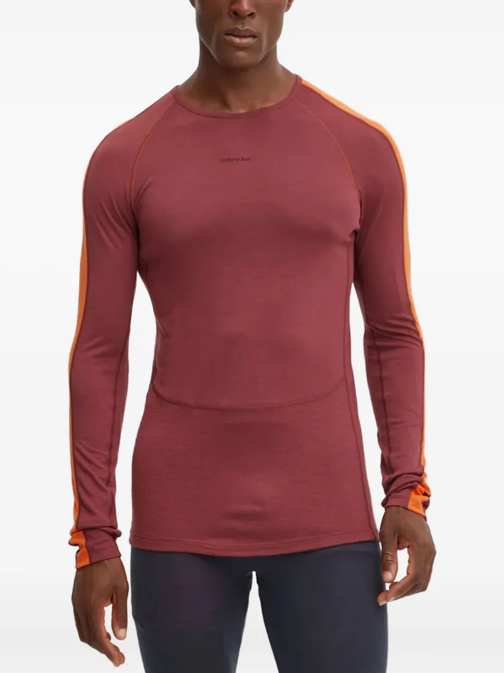 icebreaker long-sleeve stripe performance top | rojo | Image 1