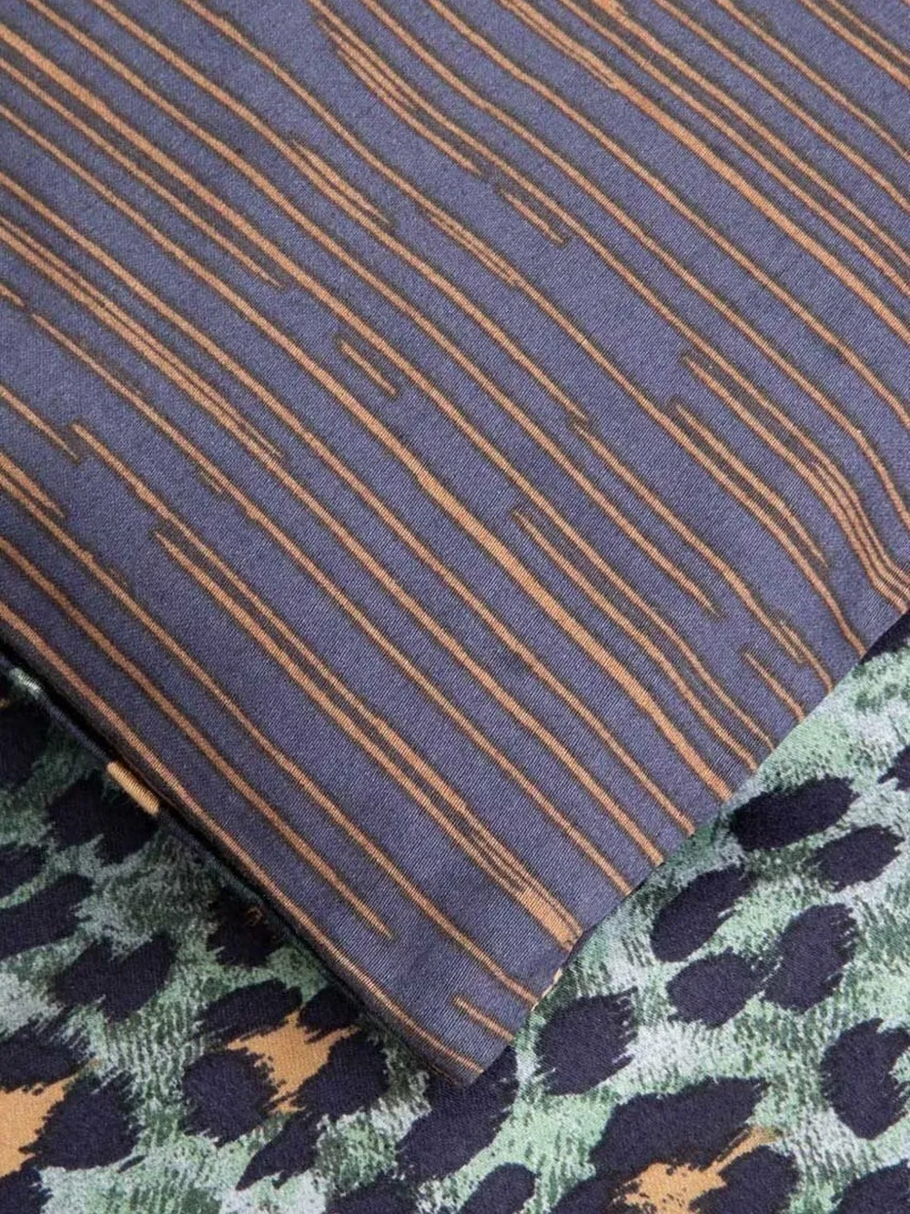 Kenzo Striped Leopard-print Bedding Set In Multi