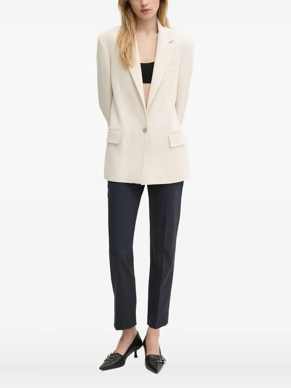 Iceberg Blazer met enkele rij knopen en gewatteerde schouders Beige
