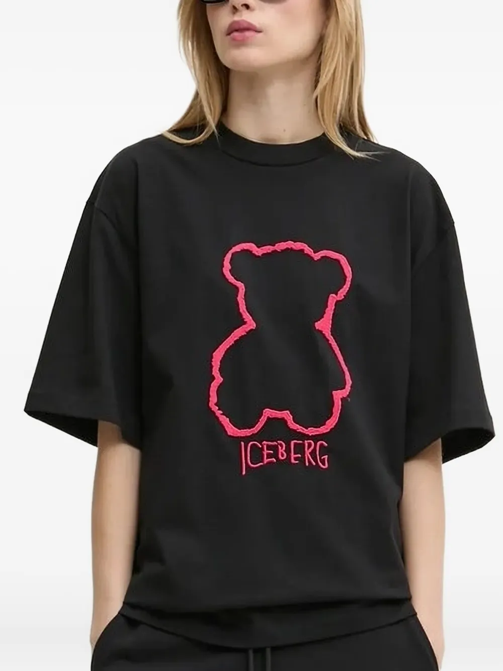 Iceberg teddy-print short-sleeve T-shirt Zwart