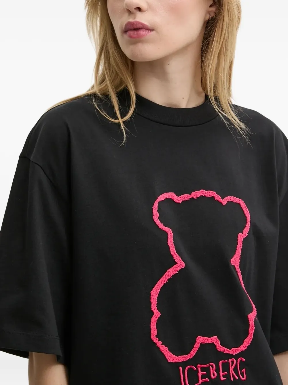 Iceberg teddy-print short-sleeve T-shirt Zwart