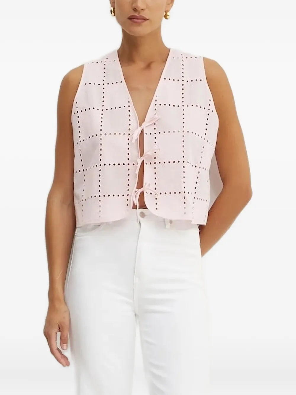 Ivy & Oak Perforated-design Top In Pink