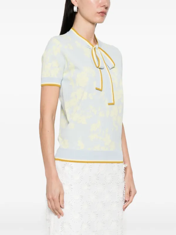 Elisabetta Franchi フローラル ジャカード トップス Elisabetta Franchi floral-jacquard Top | Blue | FARFETCH JO