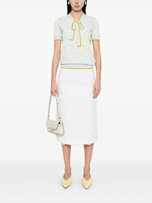 Elisabetta Franchi floral-jacquard Top | Blue | FARFETCH JO