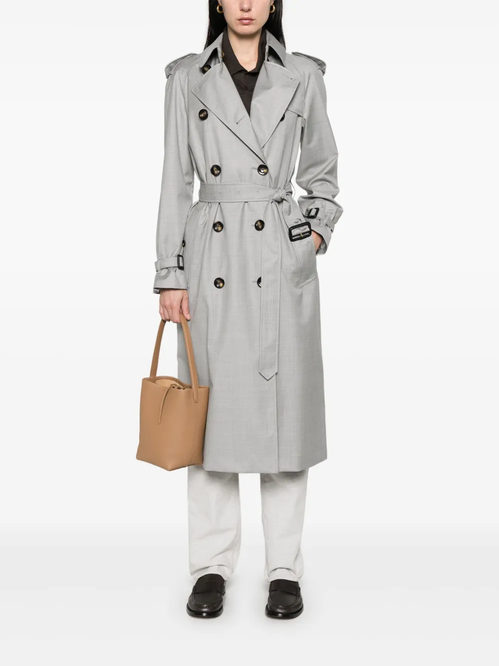 Montecore Scheerwollen trenchcoat - Grijs