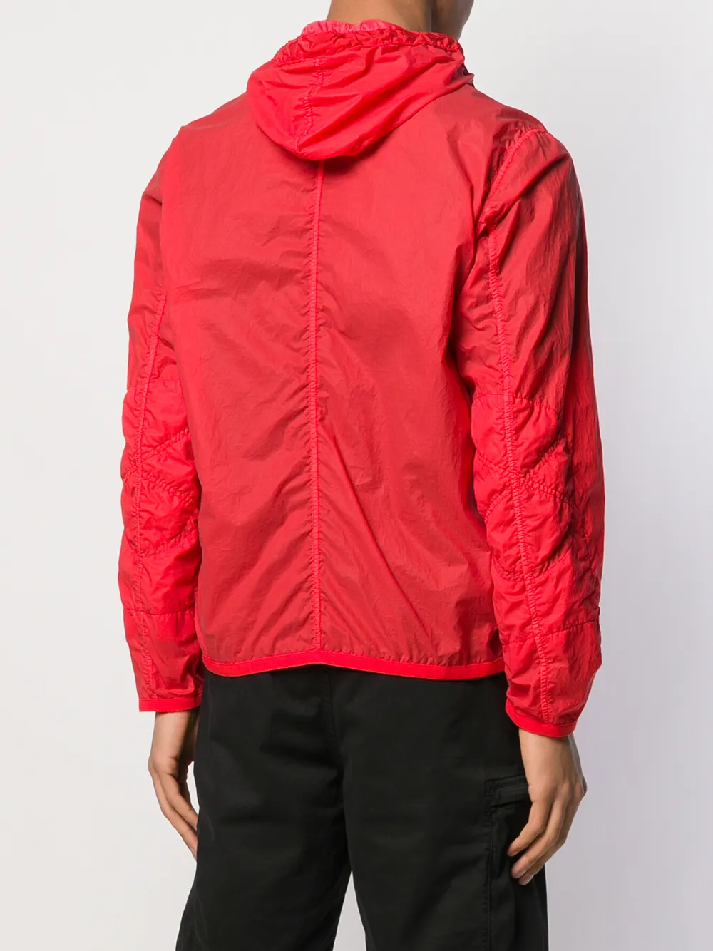 hooded Red windbreaker