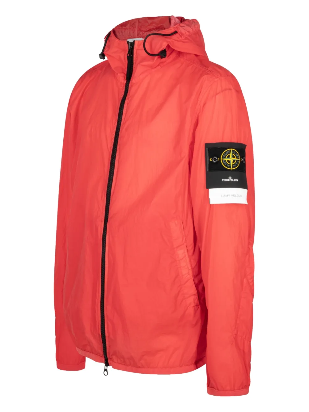hooded Red windbreaker