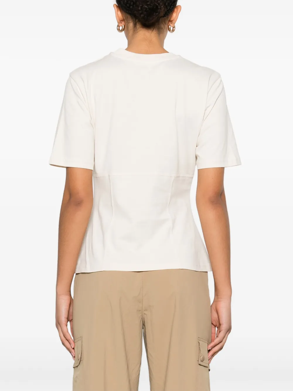 Moncler Katoenen T-shirt met kralen Beige