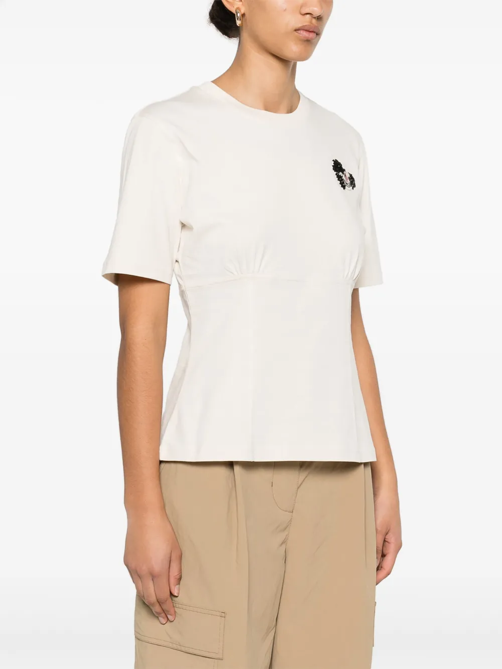 Moncler Katoenen T-shirt met kralen Beige