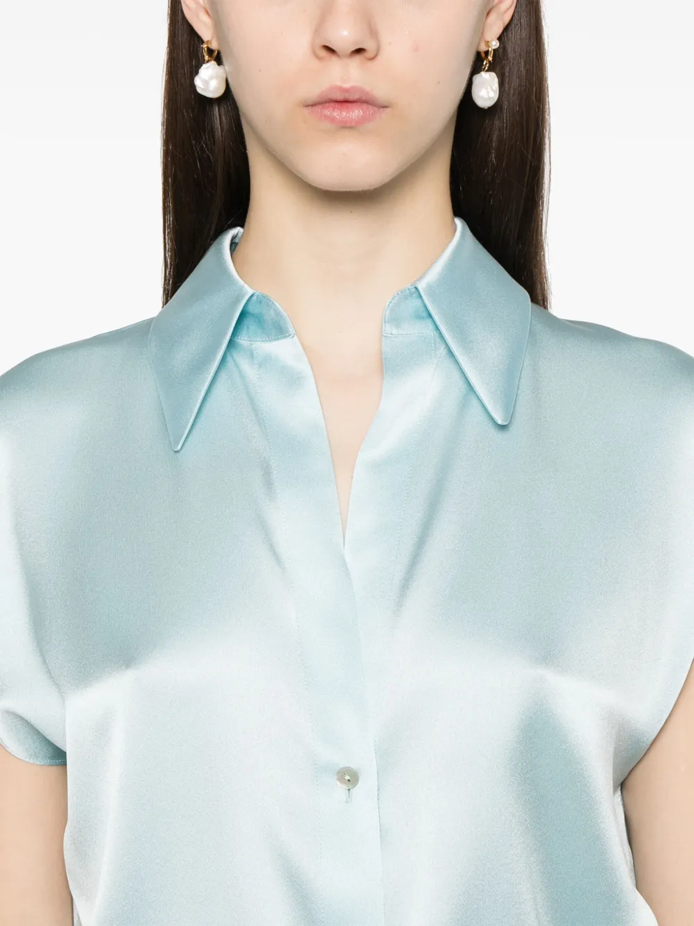 Vince Zijden blouse Blauw