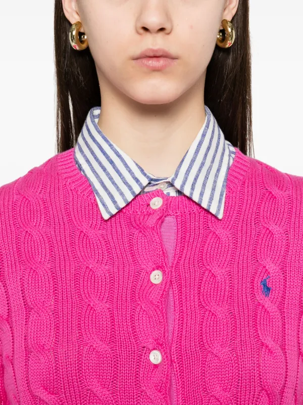 Polo Ralph Lauren Cardigan Com Bordado Polo Pony | Rosa | FARFETCH BR
