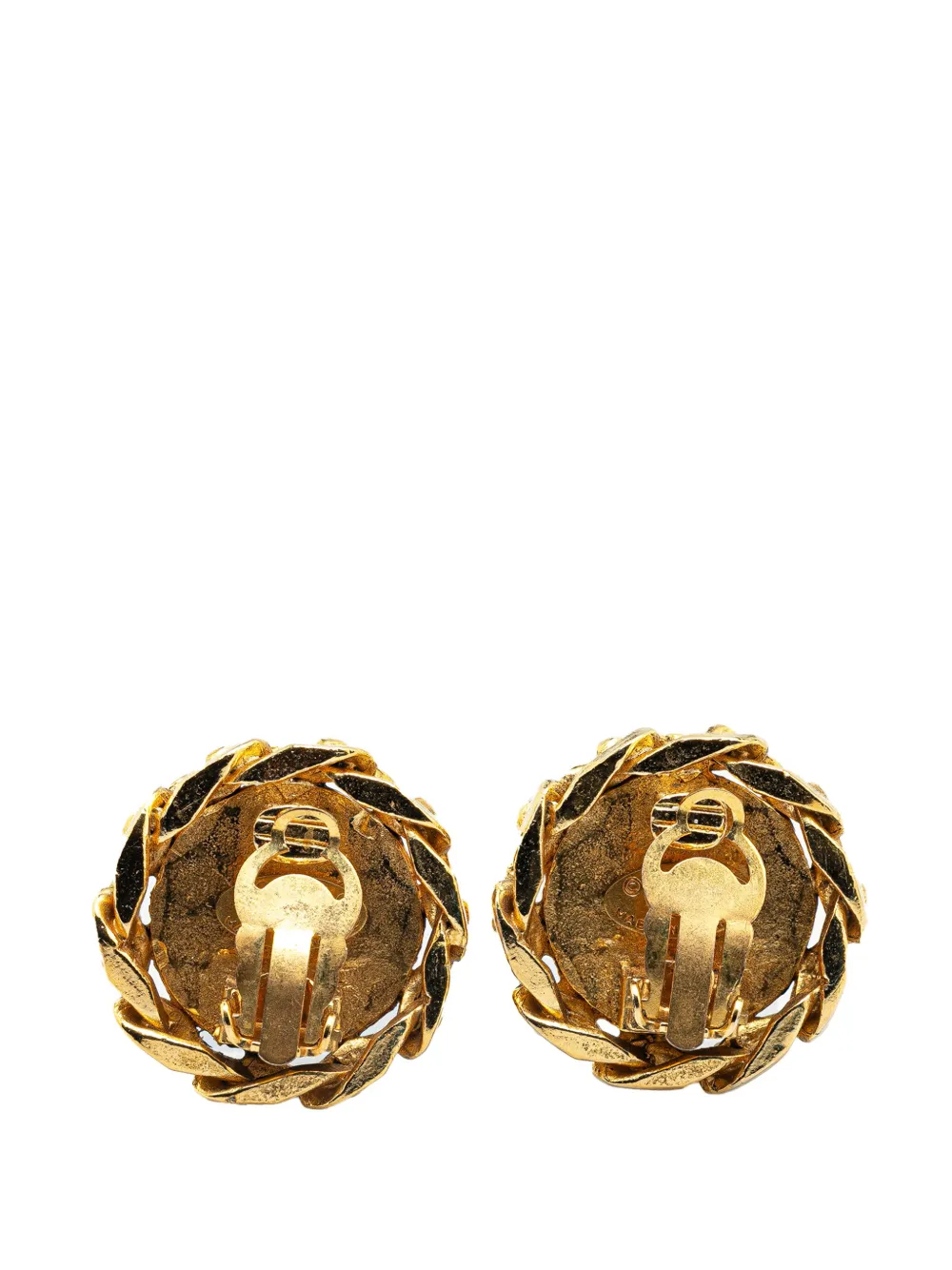 CHANEL Pre-Owned 20th Century Gold Plated Rhinestone CC Clip On Earrings costume earrings - Goud