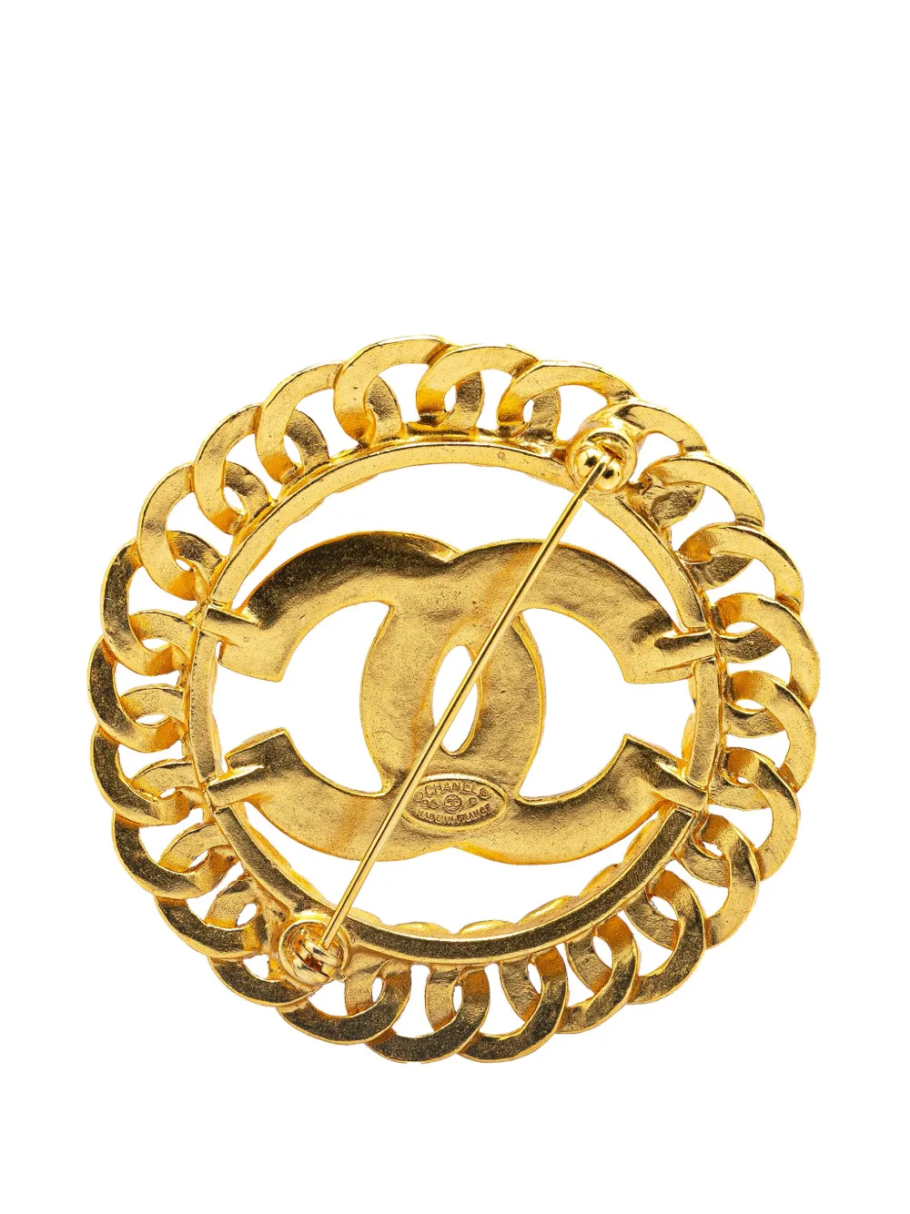 CHANEL Pre-Owned 1996 Gold Plated CC Chain Brooch costume brooch - Goud