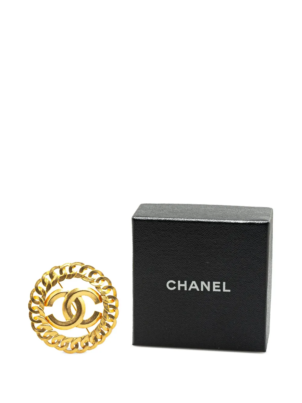 Pre-owned Chanel 1996 Gold Plated Cc Chain Brooch Costume Brooch