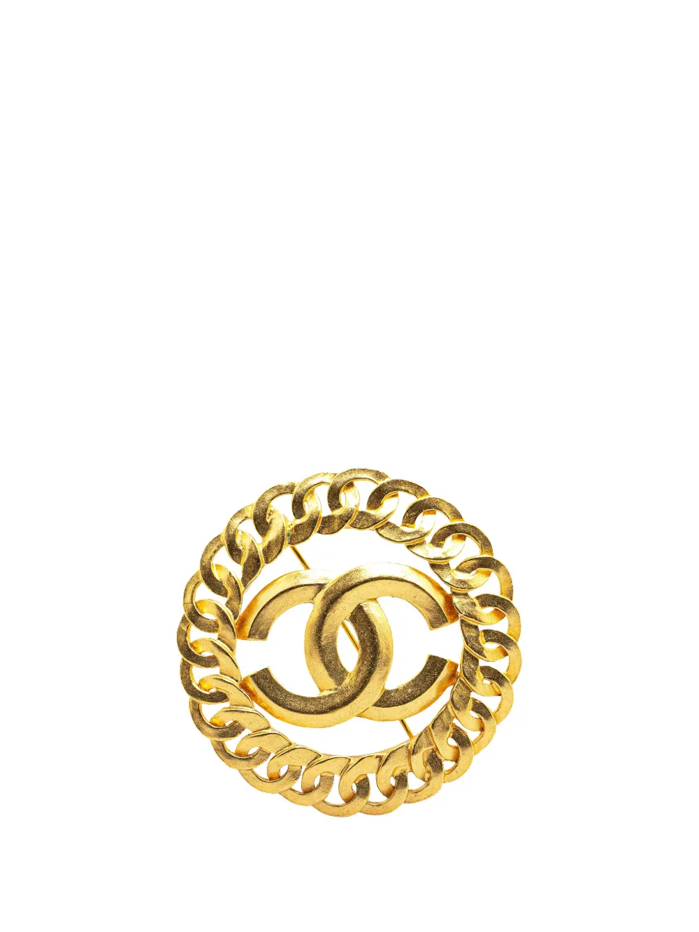 CHANEL Pre-Owned 1996 Gold Plated CC Chain Brooch costume brooch | Gold | Image 1