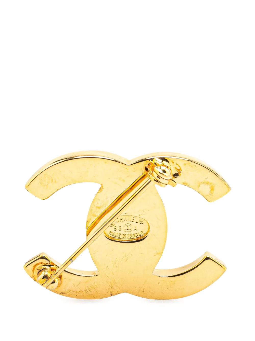 CHANEL Pre-Owned 1996 Gold Plated CC Turn-Lock Brooch costume brooch - Goud