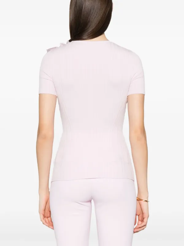 ELISABETTA FRANCHI 売れ筋商品|||エリザベスフランキ Tシャツ トップス レディース T-shirts Pink Elisabetta Franchi cropped cotton t-shirt with zipper for