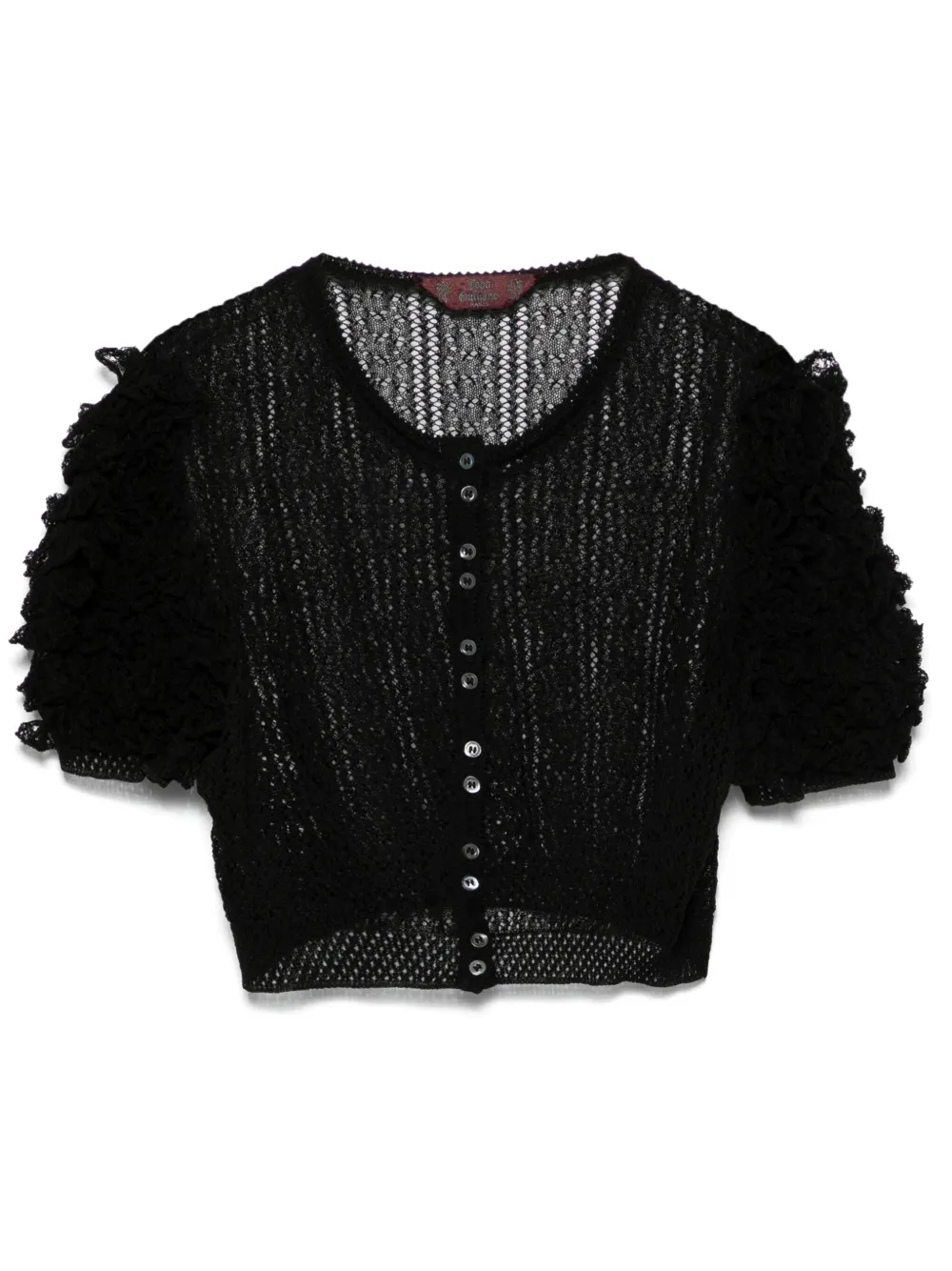 1990s ruffle-sleeves crop top