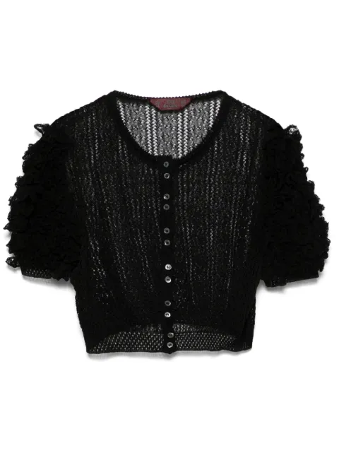 John Galliano Pre-Owned 1990s ruffle-sleeves crop top