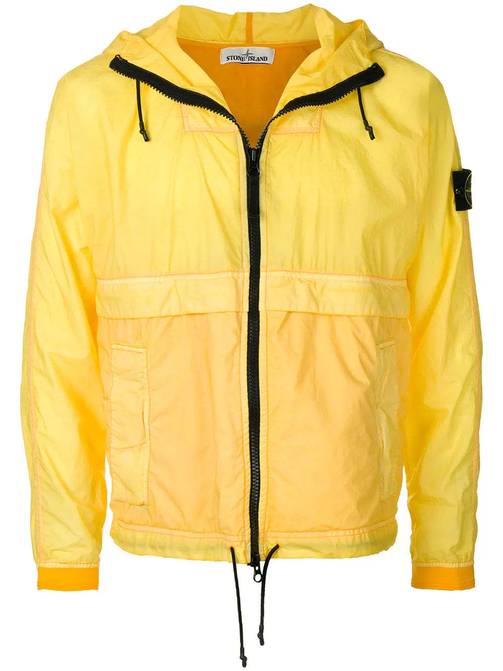 Stone Island Compass-patch Hooded Jacket In Yellow