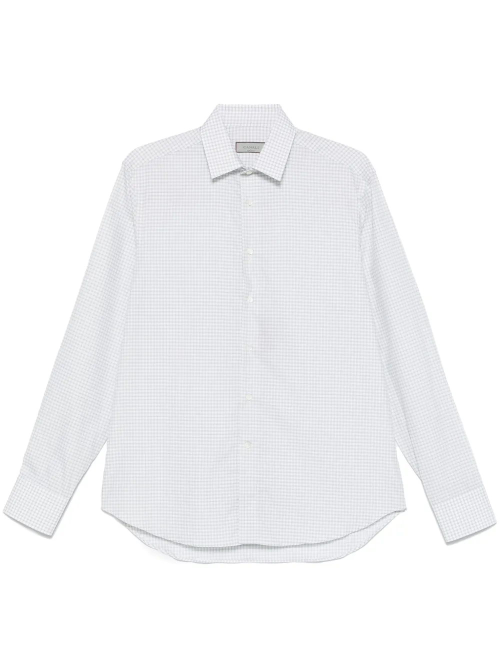 Canali Geruit overhemd Wit