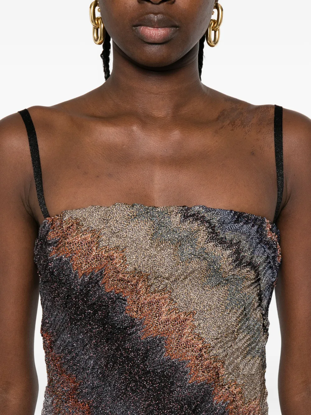 Missoni Strapless mini-jurk met zigzag-patroon Bruin