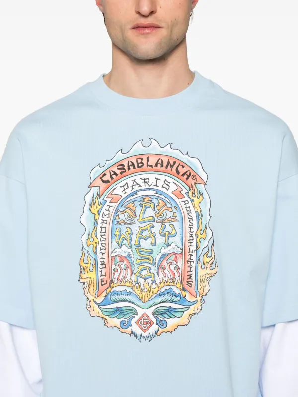 【関税込み】Casablanca ブルー Casa Way Skate Tシャツ Casablanca Casa Way Skate T-shirt | Blue | FARFETCH JO