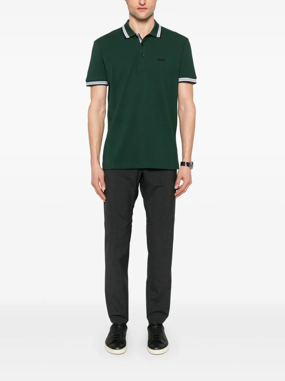 BOSS piqué polo shirt - Groen