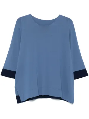 Tシャツ・カットソー Le Tricot Perugia Relaxed Fit Blue T-Shirt With Rounded Ignite Oversized T-Shirt - Blue - Rise
