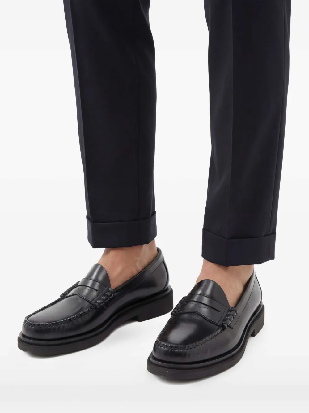 G.H. BASS WEEJUNS ペニーローファー ブラック G.H.Bass プレミアム レザーペニーローファー | ブラック | FARFETCH JP
