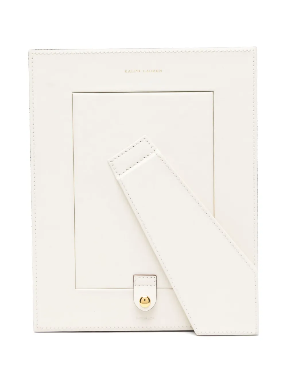 Ralph Lauren Home Brennan leren montuur (17,8 cm x 12,7 cm) - Wit